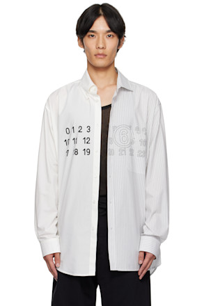 White & Gray Striped Long Sleeve Shirt