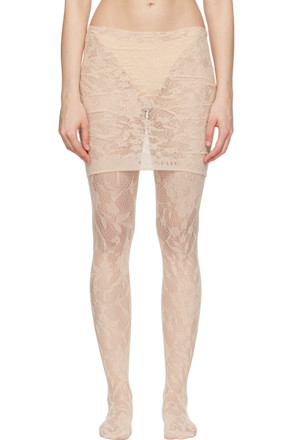 Beige Lace Miniskirt