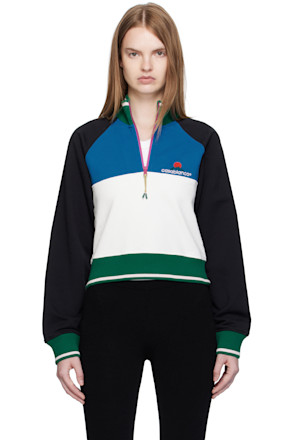 Multicolor Quarter Zip Colorblock Sweatshirt