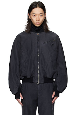 Black Faded Bomber Jacket