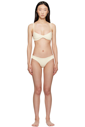 Off-White Adjustable Ribbed Monica & Ribbed Basic Bikini