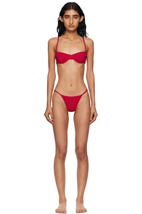 Red Crepe Vintage & Crepe Lari Bikini