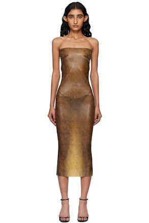 Brown Lila Latex Midi Dress