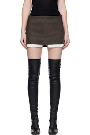 Gray Concordians Fog Cutoff Leather Miniskirt