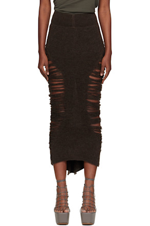 Brown Concordians Calf Dauphine Midi Skirt