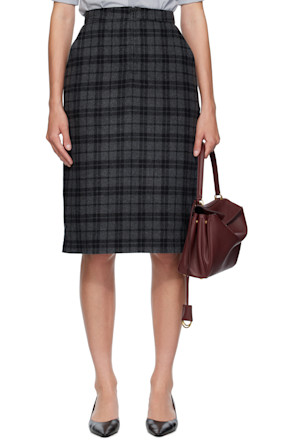 Gray Zipped Midi Skirt