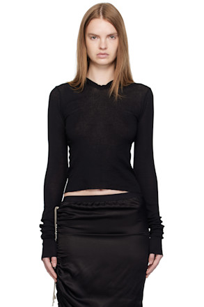 Black Concordians Cropped Rib LS Hoodie