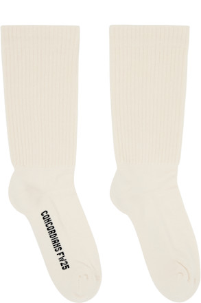 Off-White Knit Mid-Calf Socks