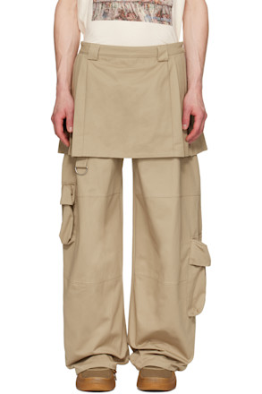 Khaki Lawn Skirt Cargo Pants