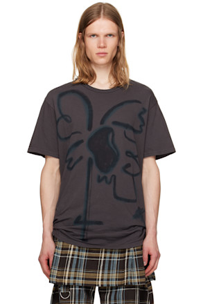 Gray Flower Print T-shirt