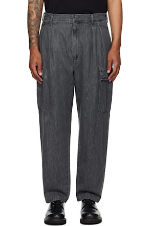 Black MILT2301 Denim Cargo Pants