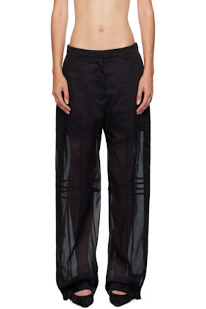 Black Cotton Muslin Trousers