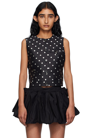 Black Polka Dot Trouser Detail Vest