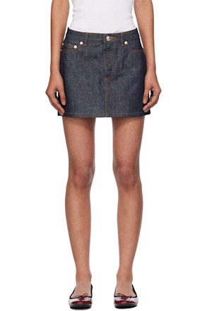 Navy High-Rise Denim Miniskirt