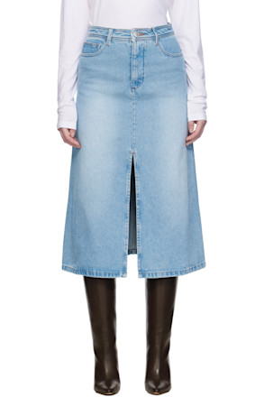 Blue Georgia Denim Midi Skirt
