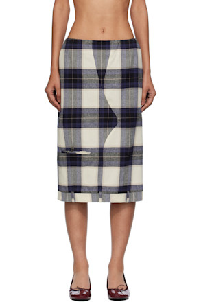 Multicolor Check Trousers Upside Down Midi Skirt