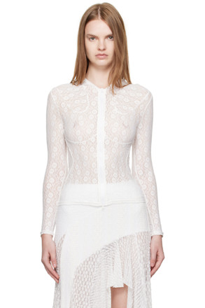 White Lace Zip-Up Hoodie