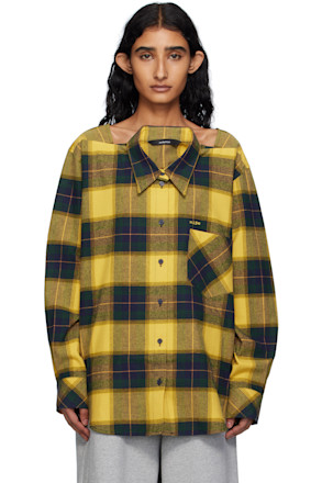 Yellow Check Movable Collar Shirt