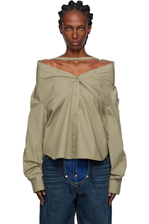 Khaki Dropped Shoulder Shirt