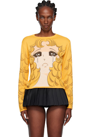Yellow Crying Girl Fitted Knit Sweater