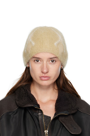 Beige Hairy Mixed Argyle Beanie