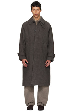 Gray Cashmere-Blend Balmacaan Coat