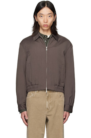 Brown Wrinkle Reglan Wool Blouson Jacket