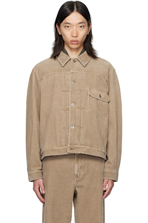 Beige Type 1 Corduroy Washed Trucker Jacket