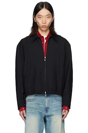 Black Wool Blouson Jacket