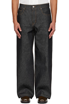 Navy Rigid Semi Wide Jeans