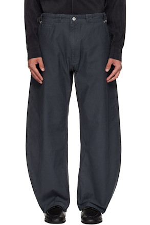 Gray Washed Curved Cyclist Trousers