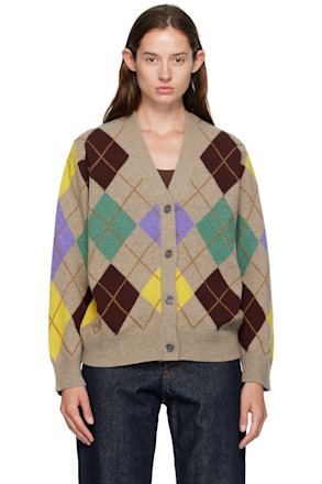 Taupe Ava Argyle Cardigan