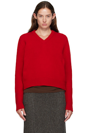 Red Glenn V-Neck Sweater