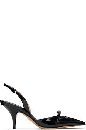 Black Mini Bow Sling Pump Heels