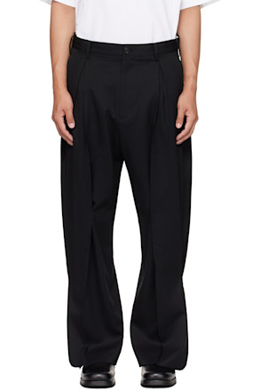 Black Tuck-Detail Trousers