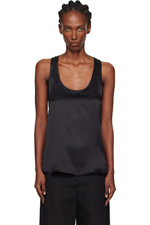 Black Silk Tank Top