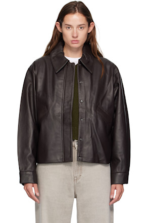 Brown Short Lamb Leather Jacket