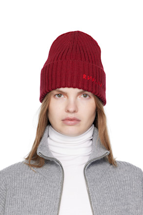 Burgundy Monogram-Embroidered Wool Beanie