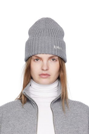 Gray Monogram-Embroidered Wool Beanie