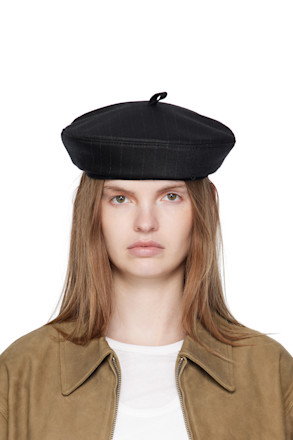 Black Stripe-Pattern Beret