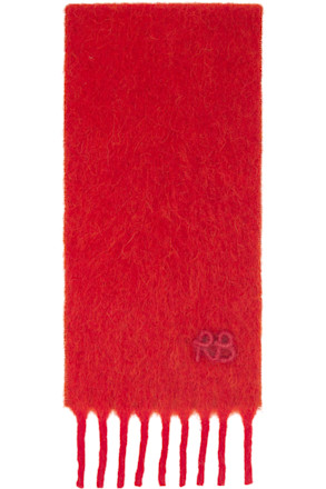 Red Fringed Alpaca-Blend Mid Scarf