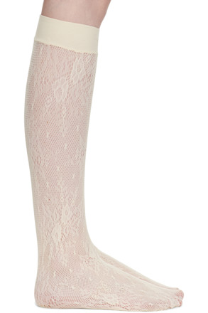 Off-White Rosa Lace Knee-High Socks