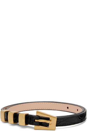 Black Vic Circular Croco Embossed Leather Belt