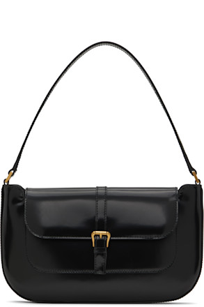 Black Miranda Semi Patent Leather Shoulder Bag