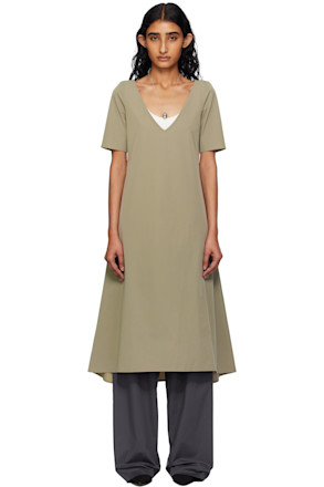 Gray Nylon Spandex Midi Dress