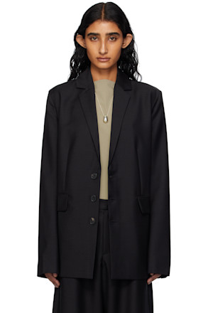 Black Wool & Mohair Fitted Blazer