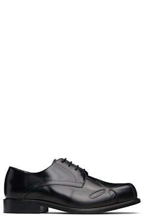 Black Slashed Square Toe Derbys