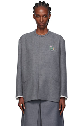 Gray Melton Round Collar Jacket
