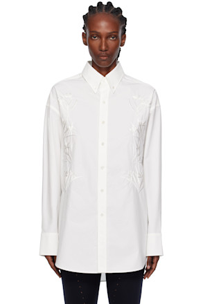White Embroidery Poplin Shirt