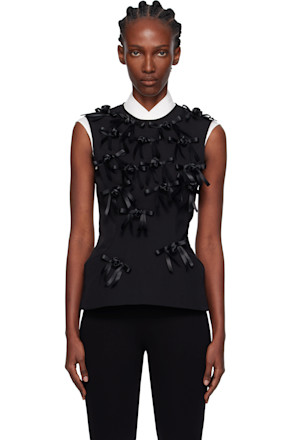 Black Ribbon Tie Thurman Top